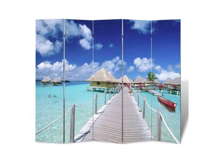 vidaXL Paravent Raumteiler klappbar 200 x 170 cm Strand von vidaXL