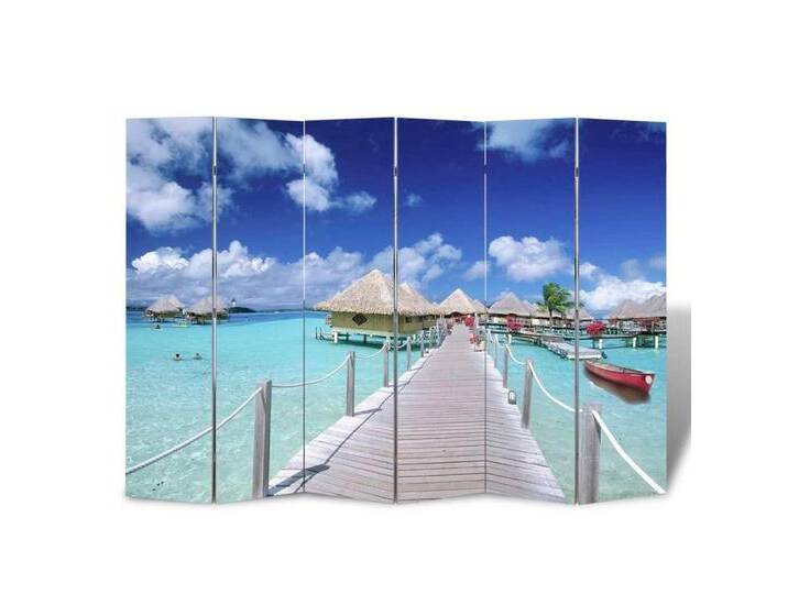 vidaXL Paravent Raumteiler klappbar 217x170 cm Strand von vidaXL