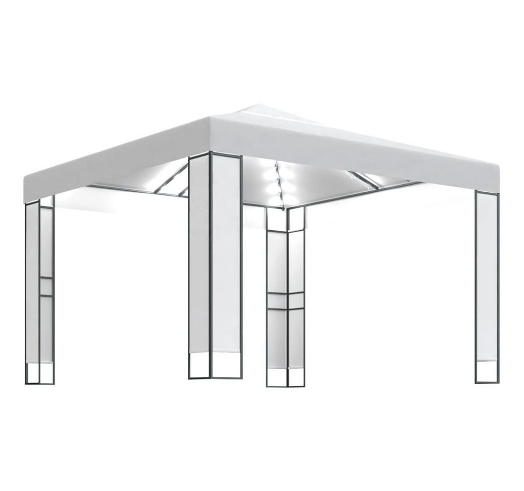vidaXL Partyzelt Pavillon mit Doppeldach & LED-Lichterkette 3x3 m Weiß von vidaXL