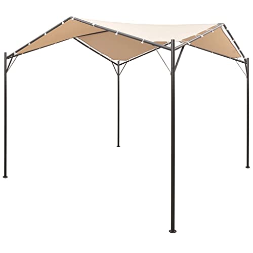 vidaXL Pavilion Partyzelt Überdachung Gartenzelt Bierzelt Festzelt Gartenpavillon Sonnenschutz Pergola Garten Terrasse 3x3m Stahl Beige von vidaXL