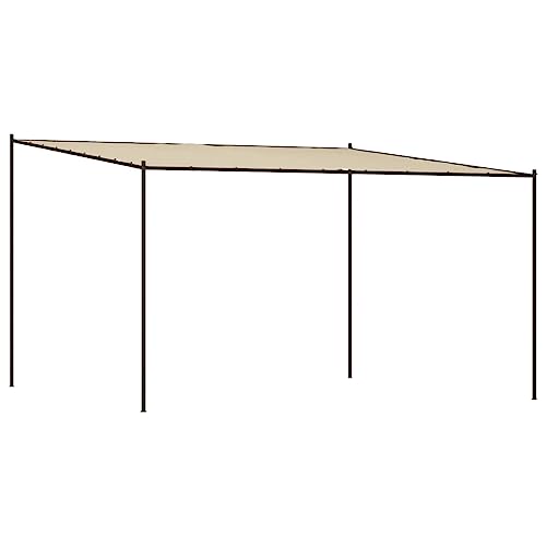 vidaXL Pavillon, Gartenpavillon Überdachung Stahlrahmen, Pergola Vordach für Terrasse Garten, Partyzelt Sonnnenschutz, Beige 4x4m 180g/m² Stoff Stahl von vidaXL