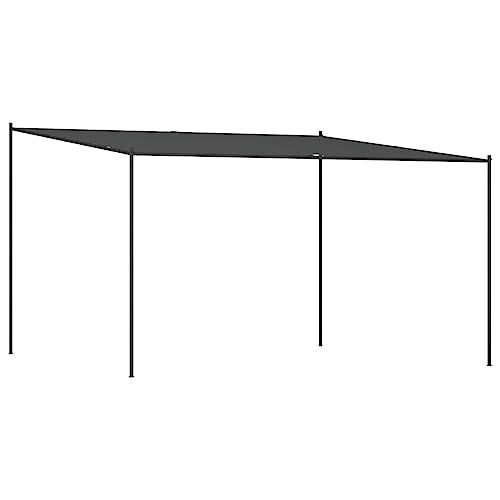 vidaXL Pavillon, Gartenpavillon Überdachung Stahlrahmen, Pergola Vordach für Terrasse Garten, Partyzelt Sonnnenschutz, Anthrazit 4x4m 180g/m² Stoff Stahl von vidaXL