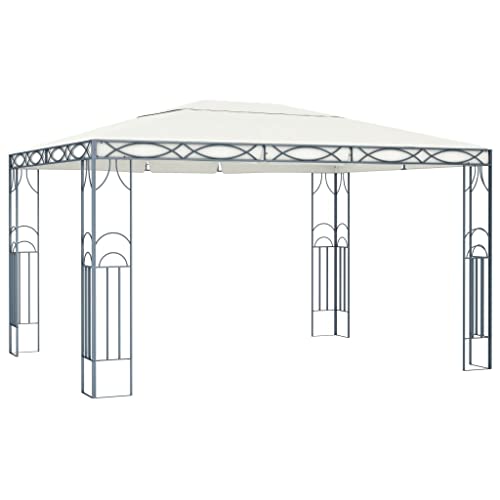 vidaXL Pavillon Dach mit Anti-UV-PA-Beschichtung Gartenzelt Partyzelt Festzelt Gartenpavillon Garten 400x300cm Cremeweiß Stahl 100% Polyester von vidaXL