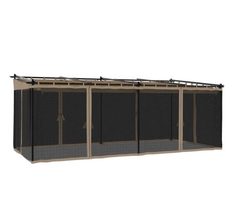 vidaXL Pavillon Pavillon Terrassenüberdachung Gartenpavillon mit Netzwänden Taupe 6x3 von vidaXL