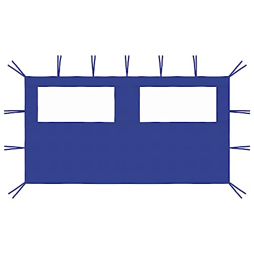 vidaXL Pavillon Seitenwand mit Fenstern Seitenteil Seitenplane Zeltplane für Partyzelt Gartenzelt Festzelt Pergola 4x2m Blau 70g/m² von vidaXL