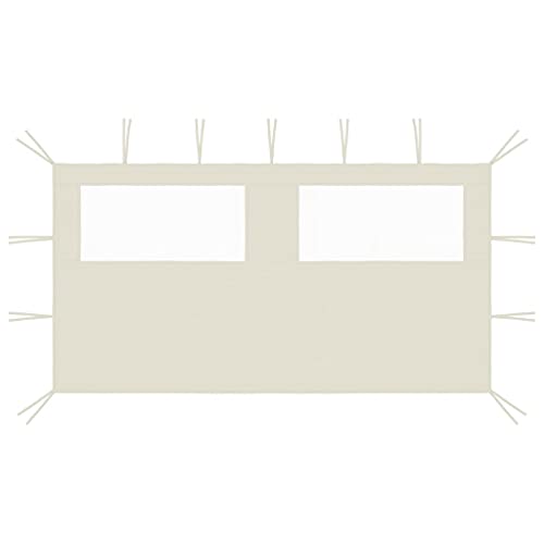 vidaXL Pavillon Seitenwand mit Fenstern Seitenteil Seitenplane Zeltplane für Partyzelt Gartenzelt Festzelt Pergola 4x2m Creme 70g/m² von vidaXL