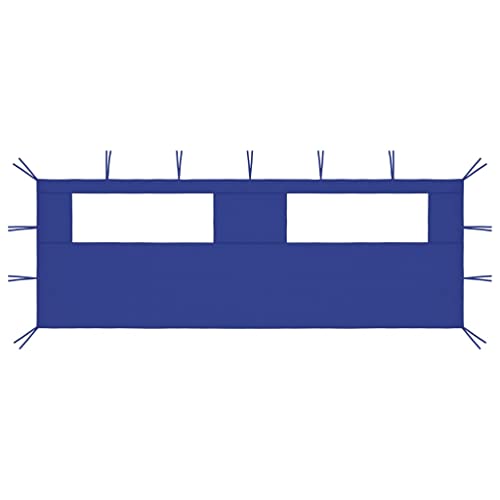 vidaXL Pavillon Seitenwand mit Fenstern Seitenteil Seitenplane Zeltplane für Partyzelt Gartenzelt Festzelt Pergola 6x2m Blau 70g/m² von vidaXL