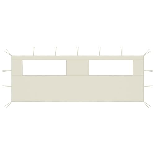 vidaXL Pavillon Seitenwand mit Fenstern Seitenteil Seitenplane Zeltplane für Partyzelt Gartenzelt Festzelt Pergola 6x2m Creme 70g/m² von vidaXL
