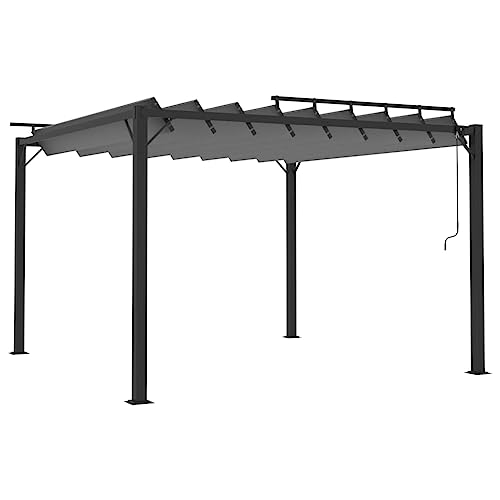 vidaXL Pavillon mit Lamellendach Pergola Sonnenschutz Gartenzelt Sonnendach Gartenpavillon Terrassendach Überdachung 3x3m Anthrazit Stoff Aluminium von vidaXL