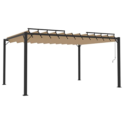 vidaXL Pavillon mit Lamellendach Pergola Sonnenschutz Gartenzelt Sonnendach Gartenpavillon Terrassendach Überdachung 3x4m Taupe Stoff Aluminium von vidaXL