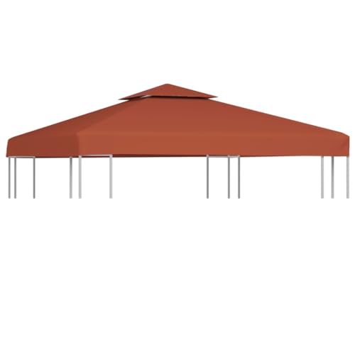 vidaXL Pavillondach 2-Stufig Pavillon Partyzelt Gartenzelt Dachplane Ersatzdach Ersatz Dach Plane Pavillonplane 310g/m² 3x3m Terrakotta von vidaXL