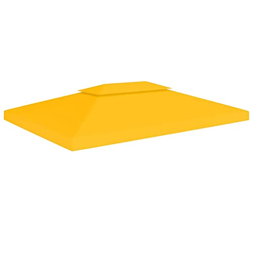 vidaXL Pavillondach 2-Stufig Wasserdicht Pavillon Partyzelt Gartenzelt Dachplane Ersatzdach Ersatz Dach Plane Pavillonplane 310g/m² 4x3m Gelb von vidaXL