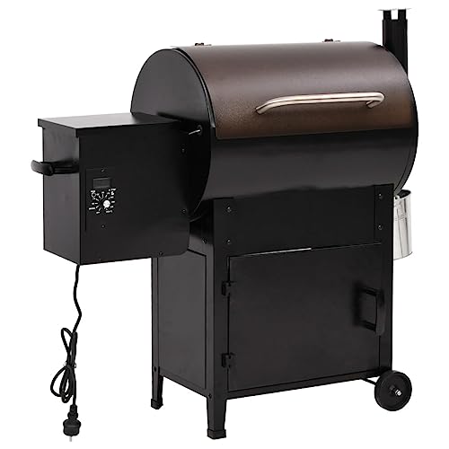 vidaXL Pelletgrill mit Schornstein, Pelletsmoker mit Altöl Behälter, Holzpelletgrill mit großem Temperaturbereich, Grillwagen Pellet Grill, Schwarz Eisen von vidaXL