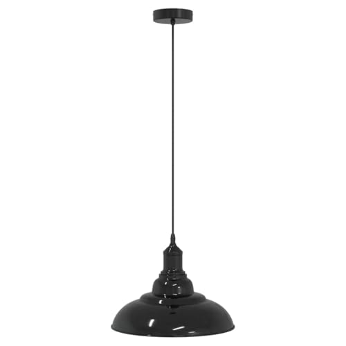 vidaXL Pendelleuchte Höhenverstellbar E27 Schwarz Glänzend Ø 31 cm, Pendellampe, Hängelampe schwarz, Insel-Hängelampe, Pendelleuchte für Küche von vidaXL