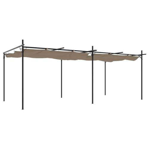 vidaXL Pergola, Pavillon mit Schiebedach, UV-beständig Überdachung Vordach für Garten Terrasse, Gartenpavillon Sonnnenschutz, Taupe 589x292x230 cm von vidaXL