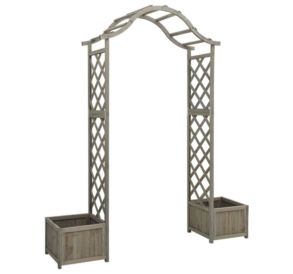 vidaXL Pergola Garten-Pergola mit Blumenkasten Grau Massivholz Tanne, (1-tlg) von vidaXL