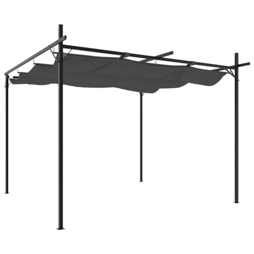 vidaXL Pergola, Pavillon mit Schiebedach, UV-beständig Überdachung Vordach für Garten Terrasse, Gartenpavillon Sonnnenschutz, Anthrazit 295x292x230 cm von vidaXL