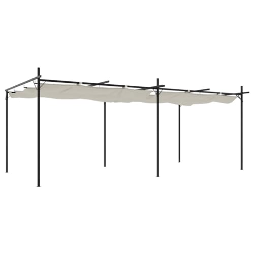 vidaXL Pergola, Pavillon mit Schiebedach, UV-beständig Überdachung Vordach für Garten Terrasse, Gartenpavillon Sonnnenschutz, Creme 589x292x230 cm von vidaXL