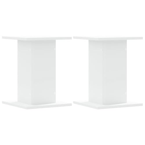 vidaXL Pflanzenständer 2 Stk., Blumenständer Hohle Konstruktion, Dekosäule Podest für Pflanzen Dekoartikel, Blumenhocker Blumensäule, Weiß Holzwerkstoff von vidaXL