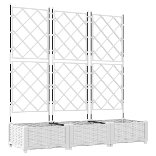 vidaXL Pflanzkasten mit Rankgitter 3 STK. Weiß 120x40x125,5 cm vidaXL Pflanzkasten mit Rankgitter 3 STK. Weiß 120x40x125,5 cm von vidaXL