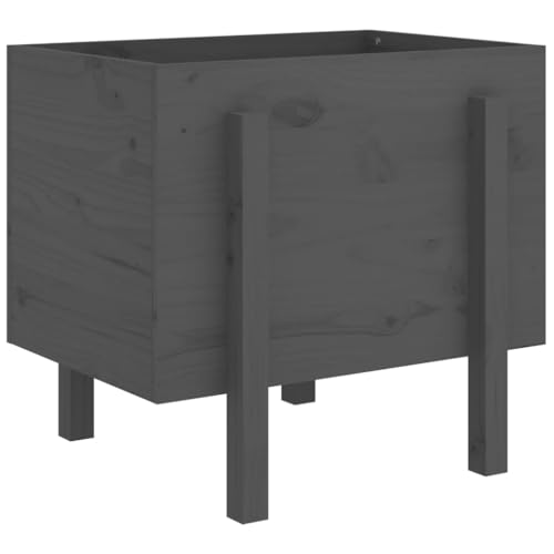 vidaXL Pflanzkübel, Holz Pflanzkasten für Gemüse Blumen Kräuter, Hochbeet für Balkon Garten Terrasse, Blumenkasten Blumenkübel, Grau Massivholz Kiefer von vidaXL