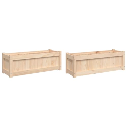 vidaXL Pflanzkübel 2 STK., Rechteckig Blumenkübel mit großem Fassungsvermögen, Pflanzkasten Übertopf für Garten Terrasse, Blumentopf Blumenkasten, Massivholz Kiefer vidaXL Pflanzkübel 2 STK., Rechteckig Blumenkübel mit großem Fassungsvermögen, Pflanzkasten Übertopf für Garten Terrasse, Blumentopf Blumenkasten, Massivholz Kiefer von vidaXL