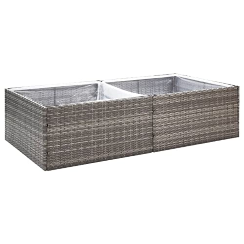 vidaXL Pflanzkübel Grau 157x80x40 cm Poly Rattan von vidaXL