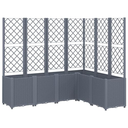 vidaXL Pflanzkübel mit Rankgitter, Blumenkübel Pflanzkasten mit Spalier Rankhilfe, Blumenkasten Rankkasten Gartenspalier Rattan-Optik, Blaugrau PP vidaXL Pflanzkübel mit Rankgitter, Blumenkübel Pflanzkasten mit Spalier Rankhilfe, Blumenkasten Rankkasten Gartenspalier Rattan-Optik, Blaugrau PP von vidaXL