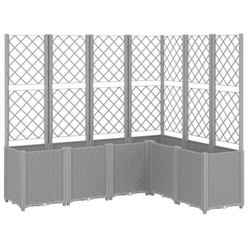 vidaXL Pflanzkübel mit Rankgitter, Blumenkübel Pflanzkasten mit Spalier Rankhilfe, Blumenkasten Rankkasten Gartenspalier Rattan-Optik, Hellgrau PP vidaXL Pflanzkübel mit Rankgitter, Blumenkübel Pflanzkasten mit Spalier Rankhilfe, Blumenkasten Rankkasten Gartenspalier Rattan-Optik, Hellgrau PP von vidaXL