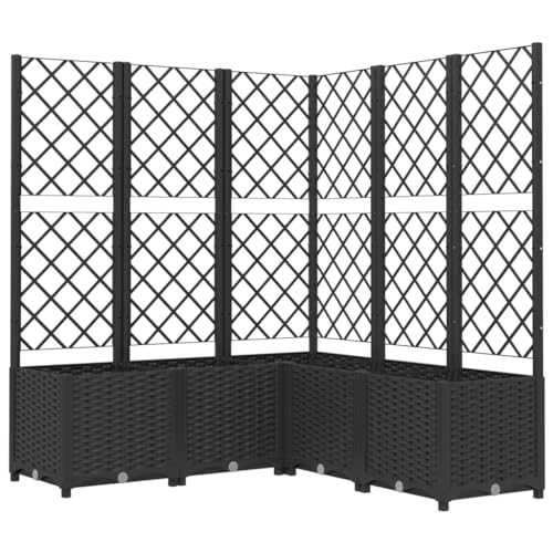 vidaXL Pflanzkübel mit Rankgitter Blumenkübel Pflanzkasten Blumentopf Blumenkasten Rankhilfe Spalier Gartenspalier Schwarz 120x120x136cm PP von vidaXL