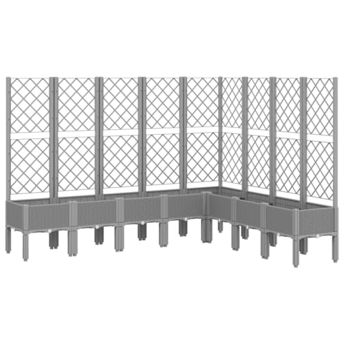 vidaXL Pflanzkübel mit Rankgitter, Blumenkübel mit Rattan-Optik, Blumenkasten für Terrasse Garten, Gartenspalier Pflanzkasten, Hellgrau PP vidaXL Pflanzkübel mit Rankgitter, Blumenkübel mit Rattan-Optik, Blumenkasten für Terrasse Garten, Gartenspalier Pflanzkasten, Hellgrau PP von vidaXL