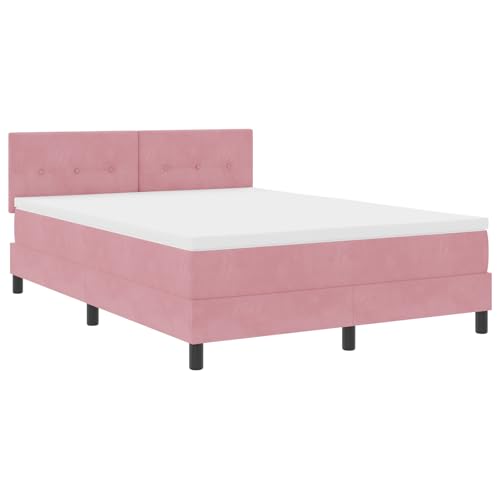vidaXL Pink Samt Taschenfederkernmatratze 140X190 cm Doppel-Schaum-Reißverschlussbezug Weiches Schlafzimmer Zubehör Für Erwachsene Bequemer Schlafschutz Bettwäsche Komfort Luxus von vidaXL
