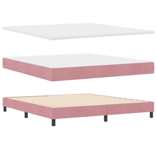 vidaXL Pink Velours Taschenfederkernmatratze 180 X 200 cm Diamantdesign Bequem mit Reißverschlussbezug Ideal für Schlafzimmer Gästebett Moderne Möbel Topper Komfort Schlafmatte Schoner mittel fest von vidaXL