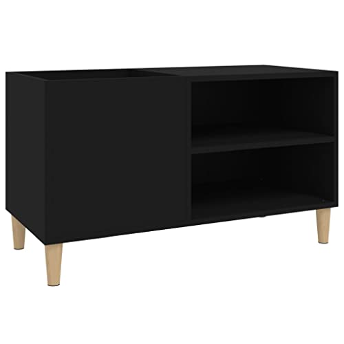 vidaXL Plattenschrank, Schallplattenschrank mit viel Stauraum, Plattenspieler Schrank für Wohnzimmer, LP Schrank Schallplattenständer, Schwarz Holzwerkstoff von vidaXL