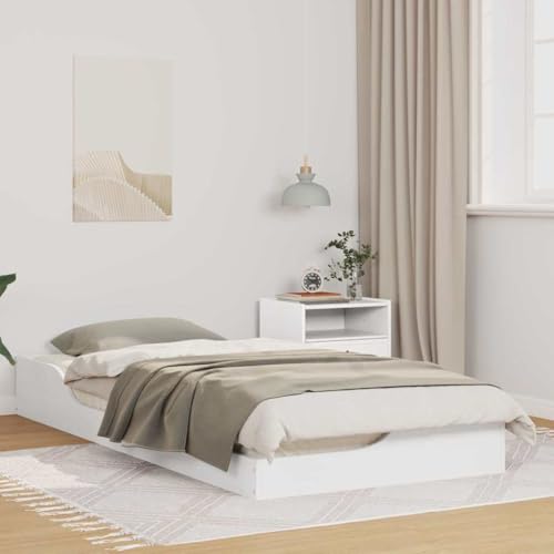 vidaXL Plattformbett Gestell Weiß 80 x 200 cm aus massivem Kiefernholz. Stabiler Lattenrost, rechteckige Oberfläche. Möbel für das Schlafzimmer mit Nachttisch und Stauraum. Moderner Stil, leicht zu r von vidaXL