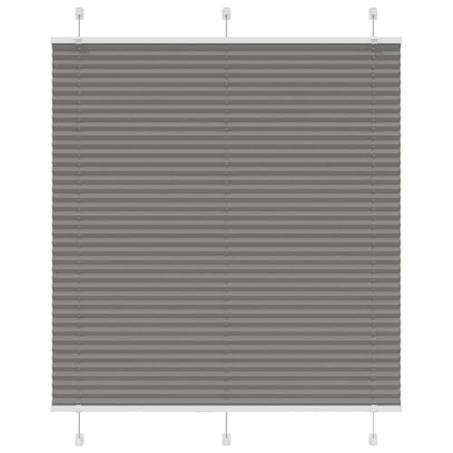 vidaXL Plissee Anthrazit 115x100 cm Stoffbreite 114,4 cm Polyester, Faltrollo, Klemmfix, Plisseerollo, Jalousie, Rollo, Plisseerollo für Fenster von vidaXL