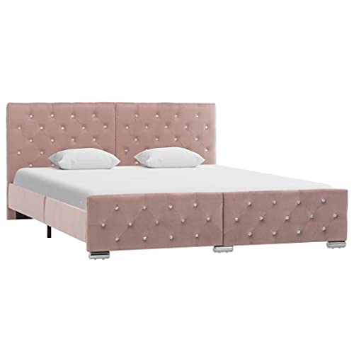 vidaXL Polsterbett Klassisch Bett Doppelbett Stoffbett Ehebett Schlafzimmerbett Bettgestell Bettrahmen Lattenrost Rosa Samt 160x200cm vidaXL Polsterbett Klassisch Bett Doppelbett Stoffbett Ehebett Schlafzimmerbett Bettgestell Bettrahmen Lattenrost Rosa Samt 160x200cm von vidaXL