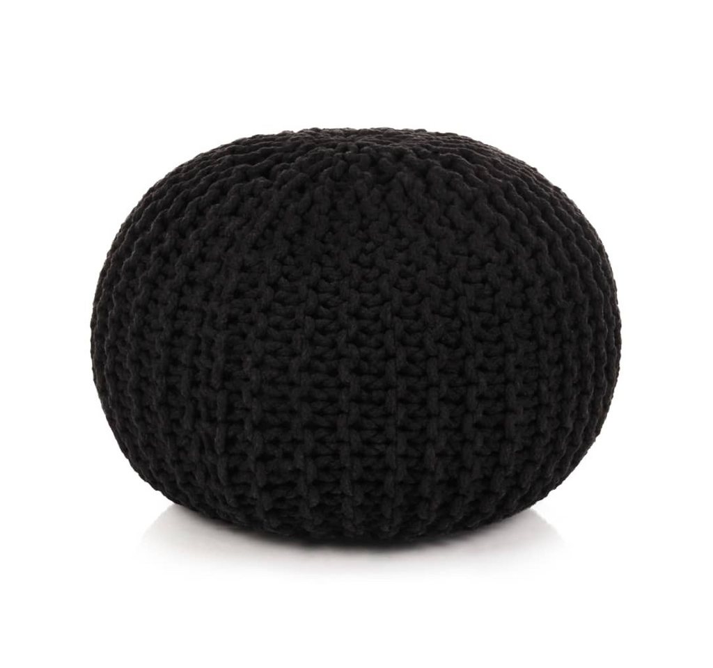 vidaXL Polsterhocker Handgestrickter Pouf Baumwolle 50 x 35 cm Schwarz (1 St) von vidaXL