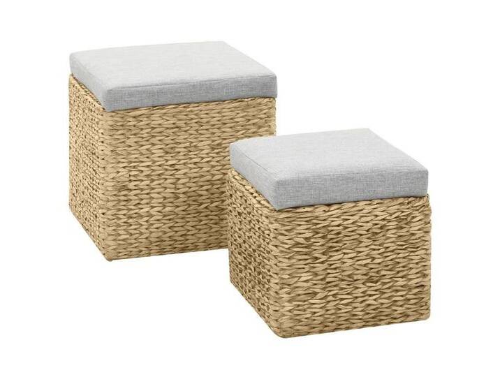 vidaXL Polsterhocker Ottoman-Set 2 Stk. Seegras Grau (1 St), grau, Grau von vidaXL