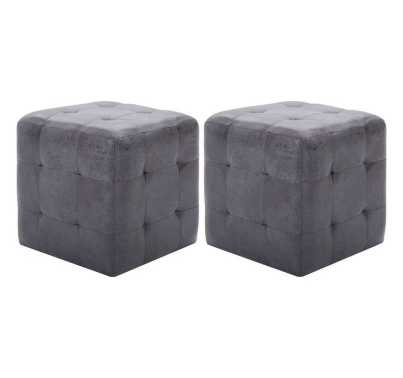 vidaXL Polsterhocker Pouf 2 Stk. Grau 30x30x30 cm Wildleder-Optik (1 St) von vidaXL