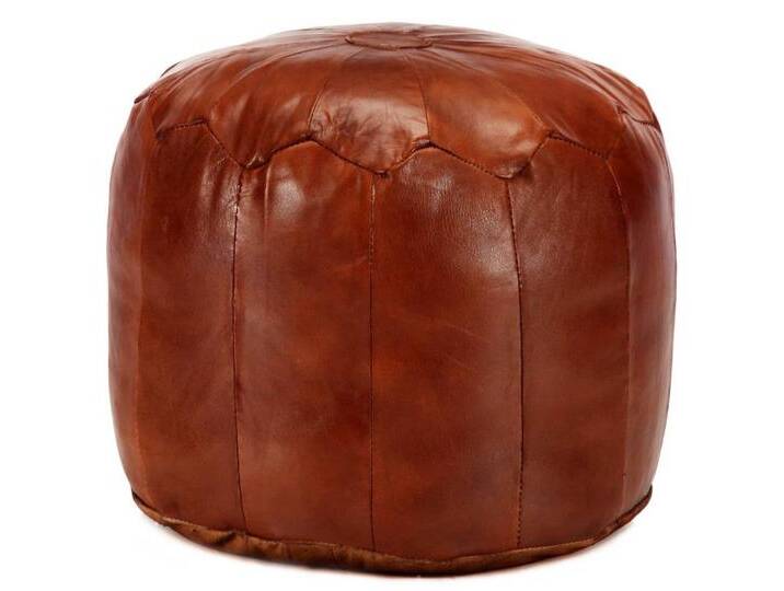 vidaXL Polsterhocker Pouf Hellbraun 40 x 35 cm Echtes Ziegenleder (1 St), braun, Hellbraun von vidaXL