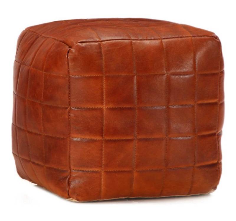 vidaXL Polsterhocker Pouf Hellbraun 40 x 40 x 40 cm Echtes Ziegenleder (1 St) von vidaXL