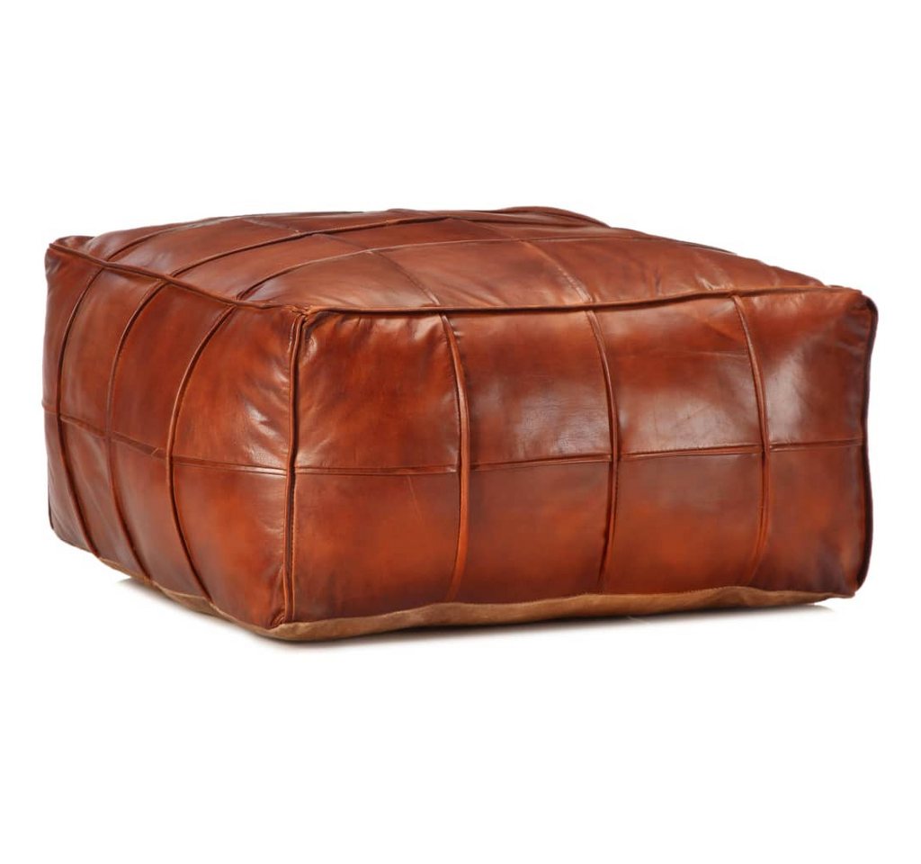 vidaXL Polsterhocker Pouf Hellbraun 60 x 60 x 30 cm Echtes Ziegenleder (1 St) von vidaXL