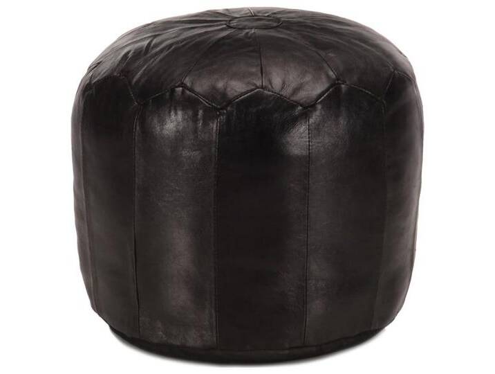 vidaXL Polsterhocker Pouf Schwarz 40 x 35 cm Echtes Ziegenleder (1 St), schwarz, Schwarz von vidaXL