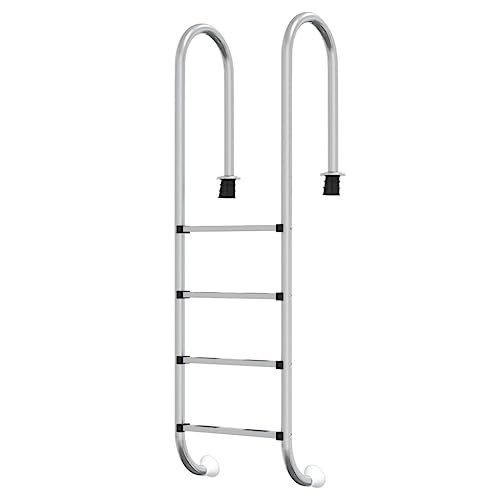 vidaXL Pool Leiter, Schwimmbadleiter mit 4 rutschfesten Trittstufen, Sicherheitsleiter für Pool Schwimmbecken, Einbauleiter Einstiegsleiter, Edelstahl 304 von vidaXL
