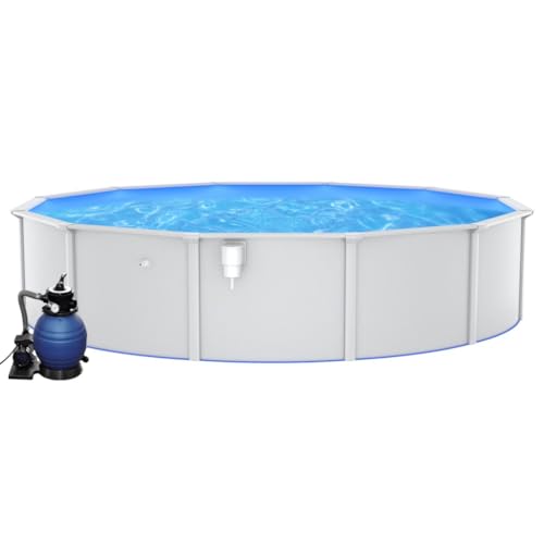 vidaXL Pool mit Sandfilterpumpe Swimmingpool Schwimmbad Schwimmbecken Familienpool Gartenpool Planschbecken Aufstellpool Frame Pool 550x120 cm von vidaXL