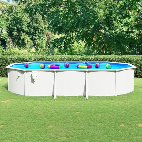 vidaXL Pool mit Stahlwand Oval 610x360x120 cm Weiß von vidaXL