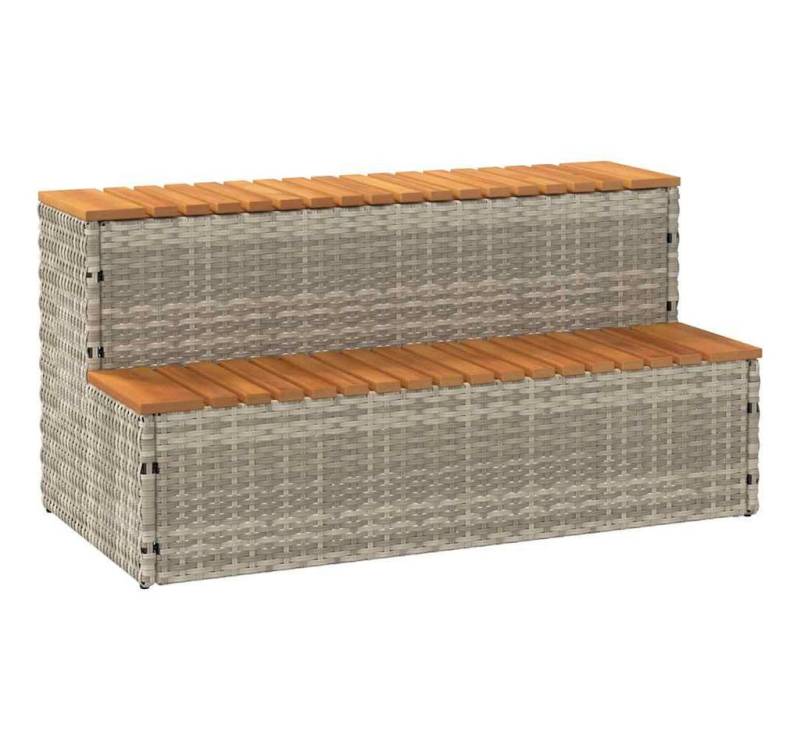 vidaXL Poolleiter, Whirlpool-Stufen Hellgrau 100x50x50,5 cm Poly-Rattan und Akazie von vidaXL