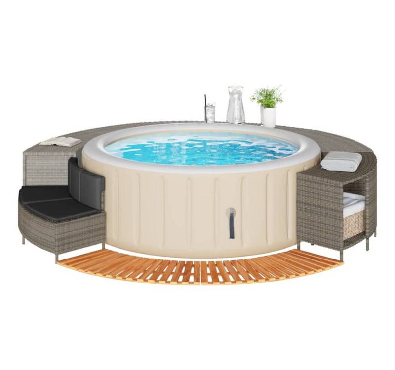 vidaXL Poolleiter, Whirlpool-Umrandung Grau Poly Rattan und Massivholz Akazie vidaXL Poolleiter, Whirlpool-Umrandung Grau Poly Rattan und Massivholz Akazie von vidaXL