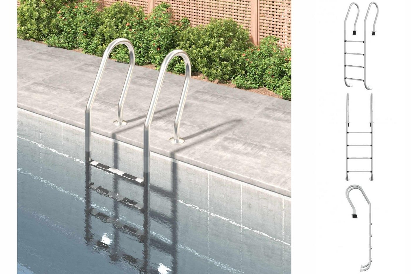 vidaXL Poolleiter Einstiegsleiter Pool-Leiter 54x38x184,5 cm Edelstahl 304 von vidaXL